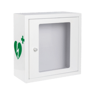 Defibriliatoriaus laikymo dėžutė su garsiniu signalu, balta